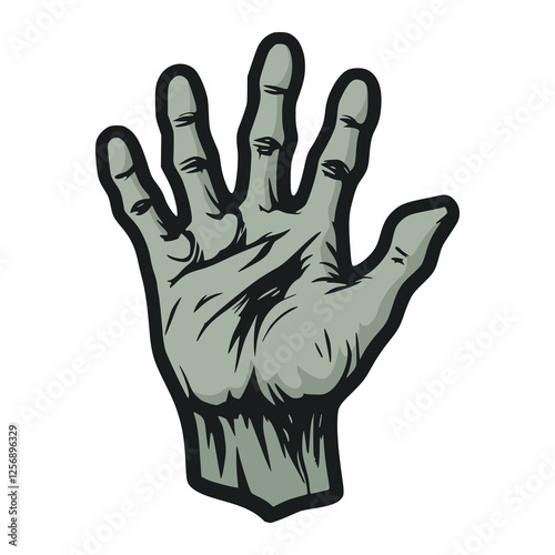 zombie hand monster halloween scary flat color vector illustration template design