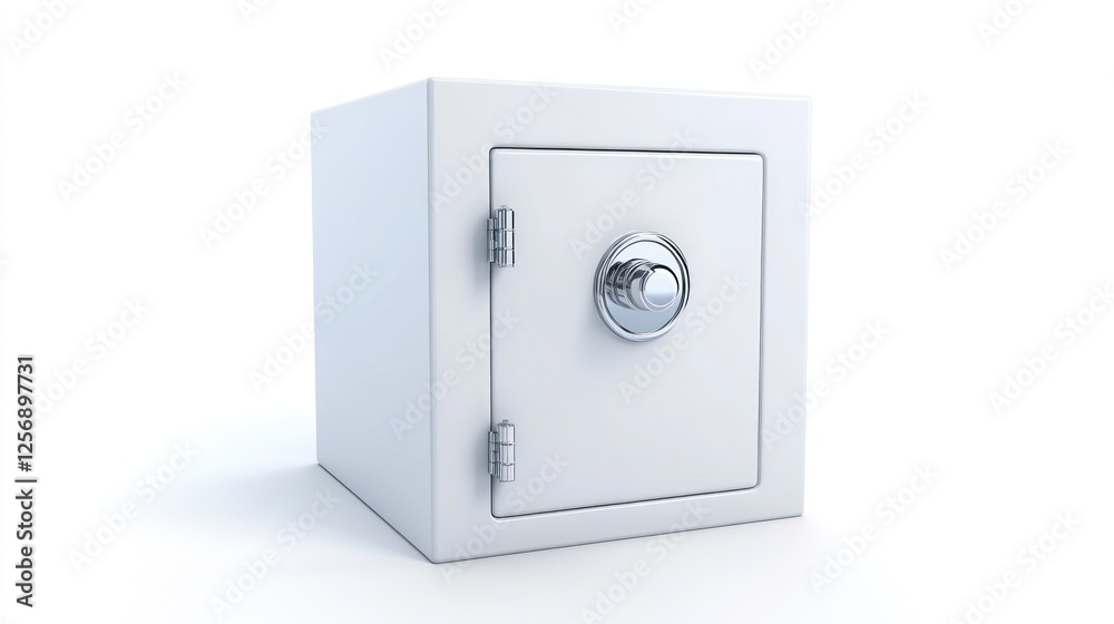 3D render of a white safe, isolated on white background, ideal for security concept 3D render of a white safe, isolated on white background, ideal for security concept