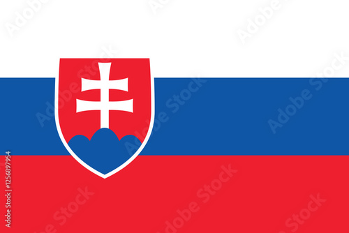 Flag of Slovakia. Flag icon. Standard color. Standard size. A rectangular flag. Computer illustration. Digital illustration. Vector illustration.