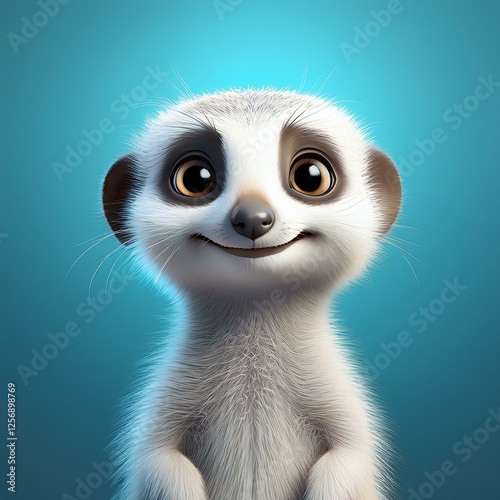 Wallpaper Mural Niedliches Erdmännchen, blauer Hintergrund Torontodigital.ca