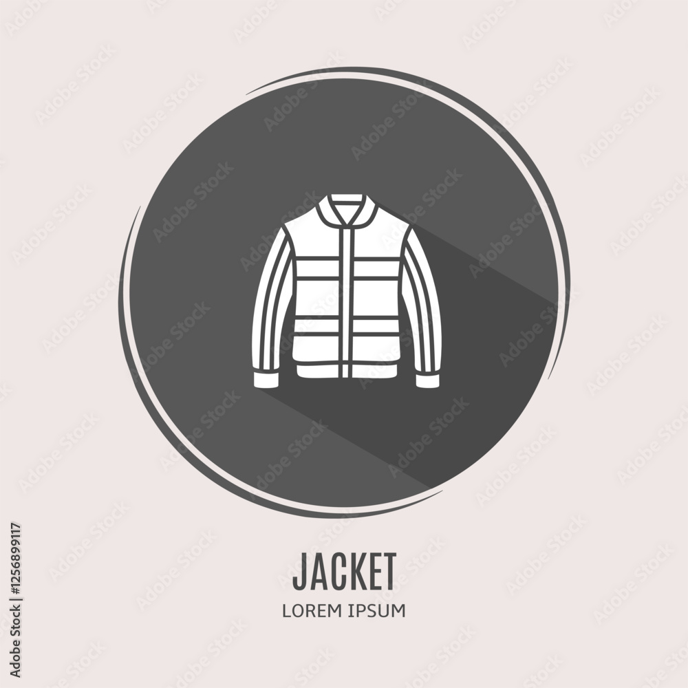 Symbol jacket logo. Illustration of jacket in flat. Stock vector. Symbol jacket logo. Illustration of jacket in flat. Stock vector.