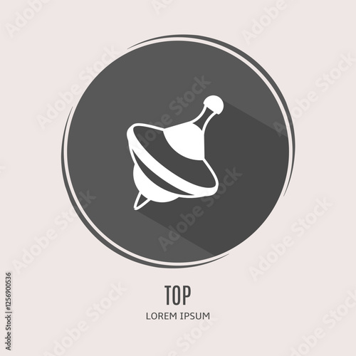 Symbol top logo. Illustration of top in flat. Stock vector.