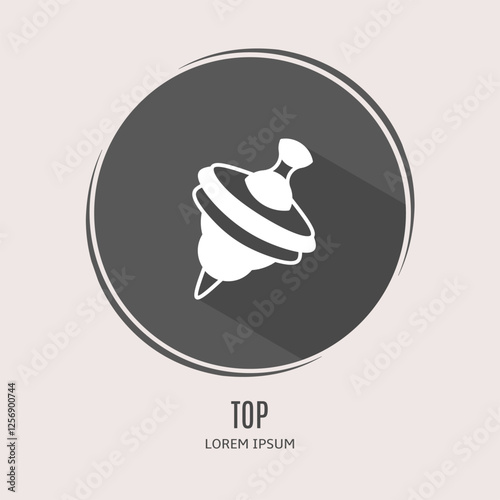 Symbol top logo. Illustration of top in flat. Stock vector.