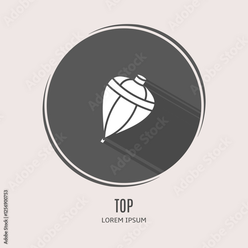 Symbol top logo. Illustration of top in flat. Stock vector.