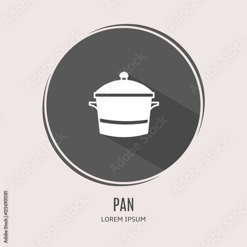Symbol pan logo. Illustration of pan in flat. Stock vector.
