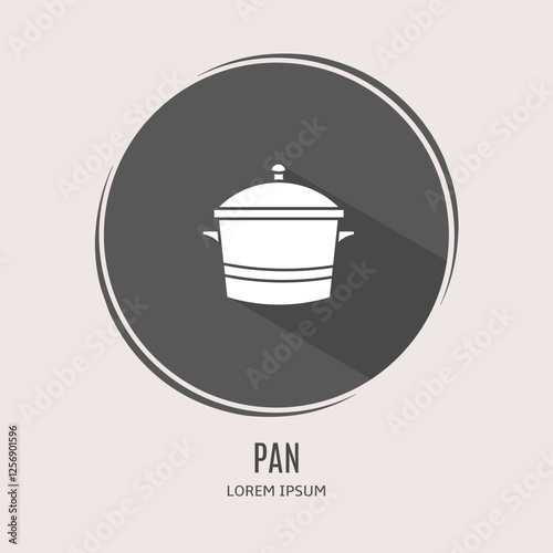 Symbol pan logo. Illustration of pan in flat. Stock vector.