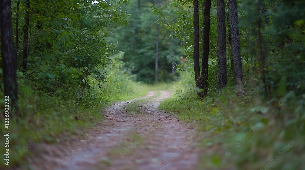 Fototapeta premium Inviting Pathway Through Lush Green Forest Surrounded by Tall Trees and Nature : Generative AI