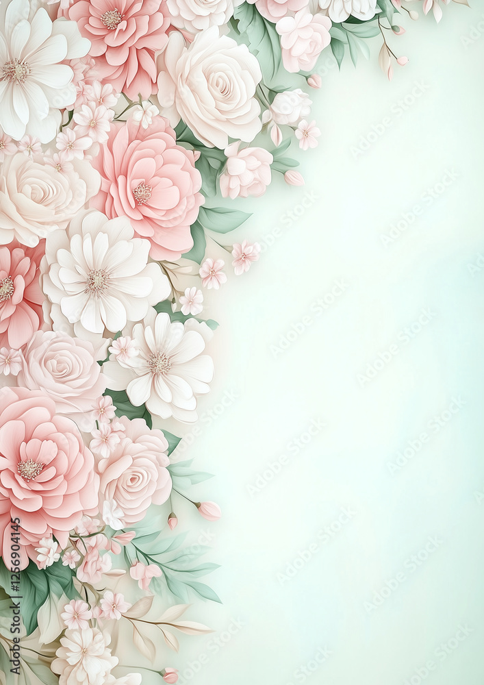 Obraz premium Background with roses and peonies flowers. greeting card