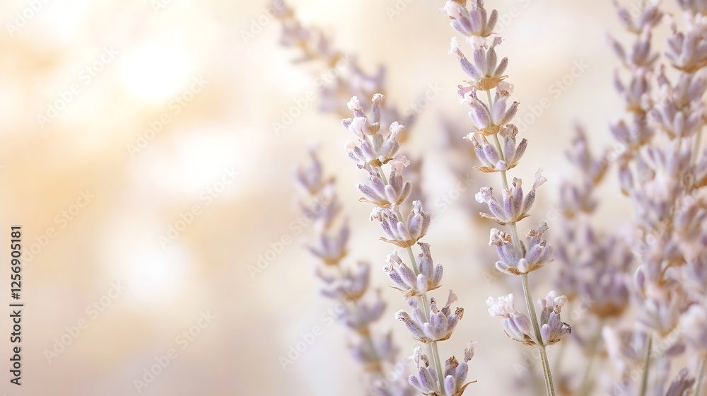 Beautiful sprigs of lavender bathed in soft light creating a serene and enchanting natural scene : Generative AI Beautiful sprigs of lavender bathed in soft light creating a serene and enchanting natural scene : Generative AI
