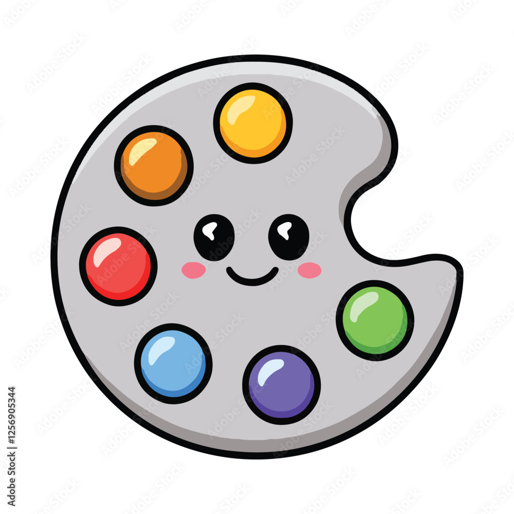 Fototapeta premium Kawaii color palette with soft pastel tones, including pink, blue and yellow, arranged on a white background. Cute and aesthetic design element.