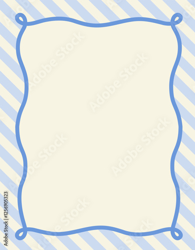 Retro frame. Striped vintage poster with geometric shapes and wavy border edge. Template with empty textbox. Design element for invitation card with copy space. Flat vector illustration