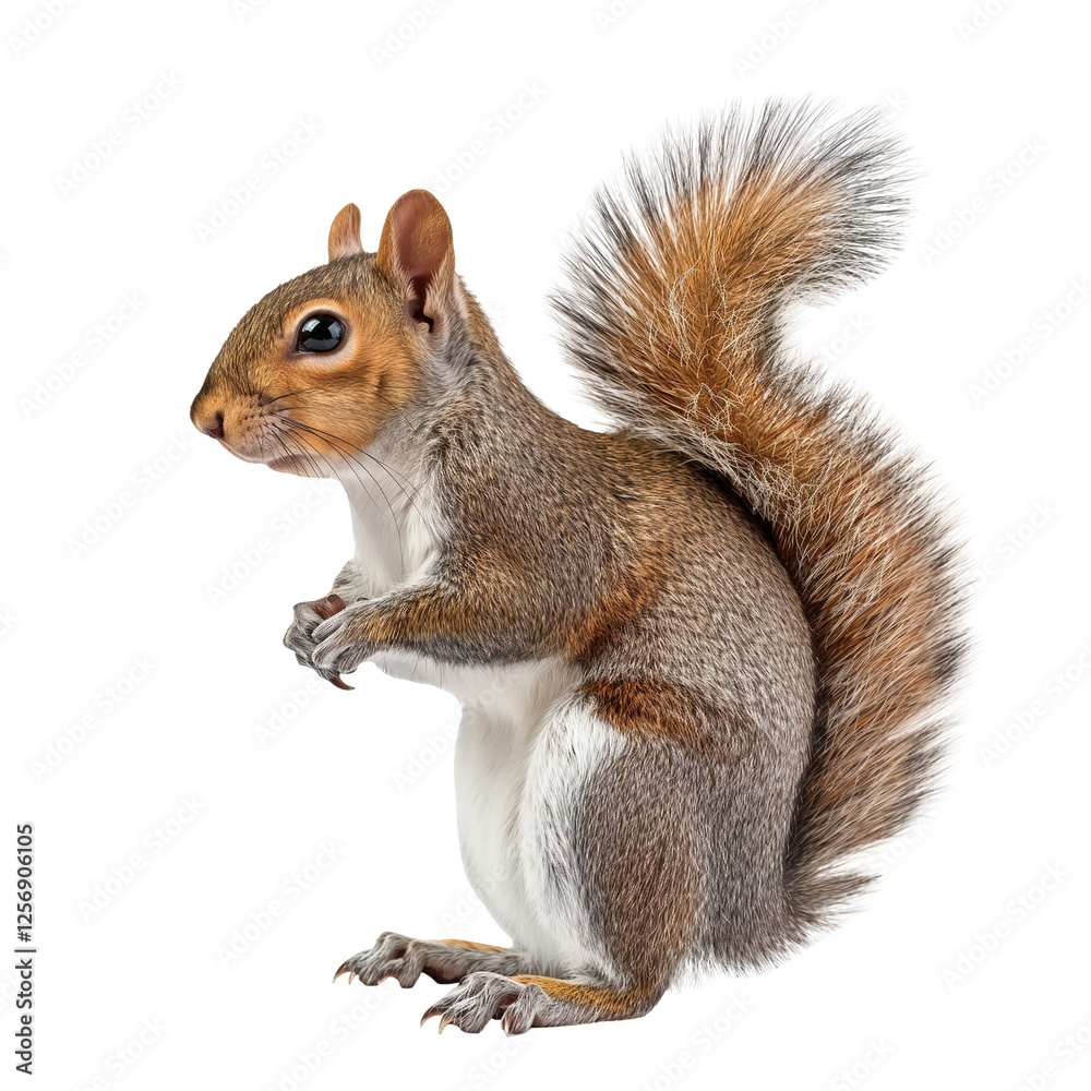 Cute squirrel isolated on white and transparent background, cut out png Cute squirrel isolated on white and transparent background, cut out png
