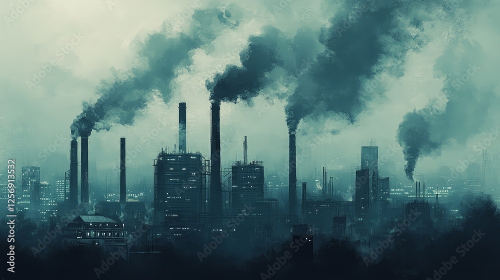 Obraz premium Industrial City Pollution