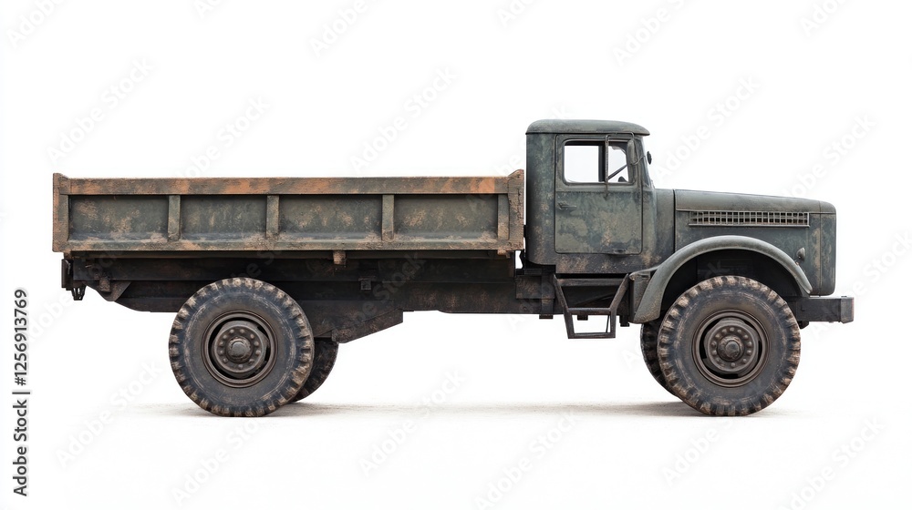 Old military truck on white background. Possible use Stock photo Old military truck on white background. Possible use Stock photo