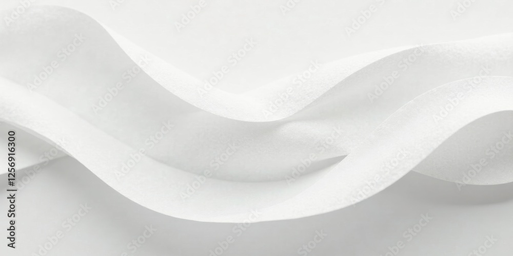 Fototapeta premium Abstract White Fabric Draped in Soft, Elegant Waves, Creating a Luxurious and Serene Visual Texture