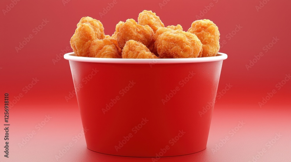 A classic fast food bucket of golden crispy fried chicken, perfect for advertising and branding. Top view. A classic fast food bucket of golden crispy fried chicken, perfect for advertising and branding. Top view.