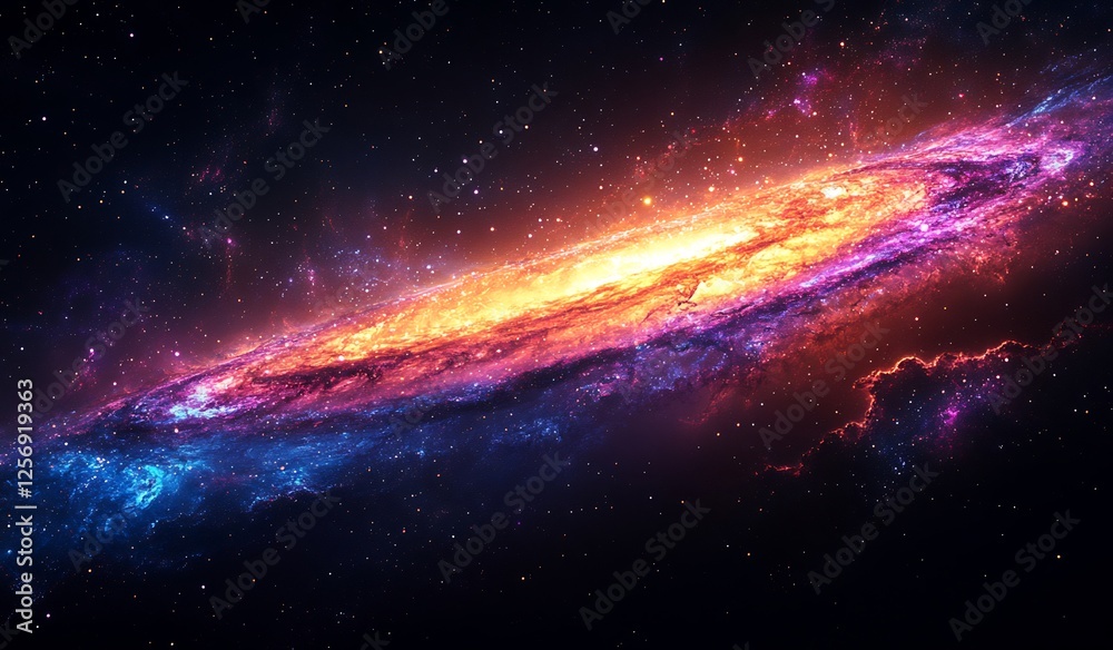 Fototapeta premium Cosmic Nebula: A Celestial Tapestry of Vibrant Colors