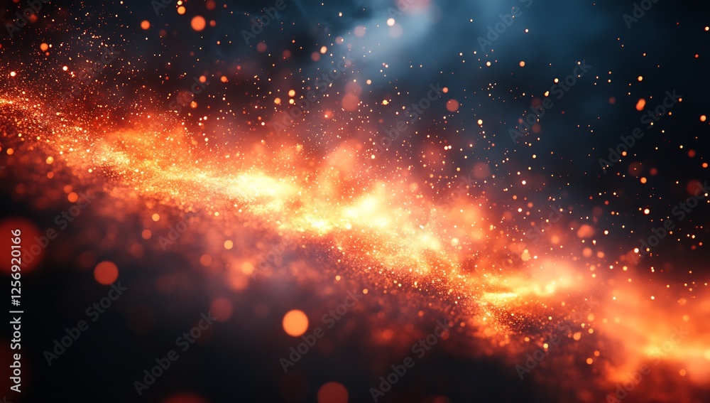Fototapeta premium Fiery Abstract Galaxy: A Blaze of Orange and Red Embers