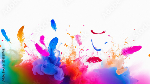 Feathers, paint, flying, splashing, patterns, colors, festivals, celebrations, events photo