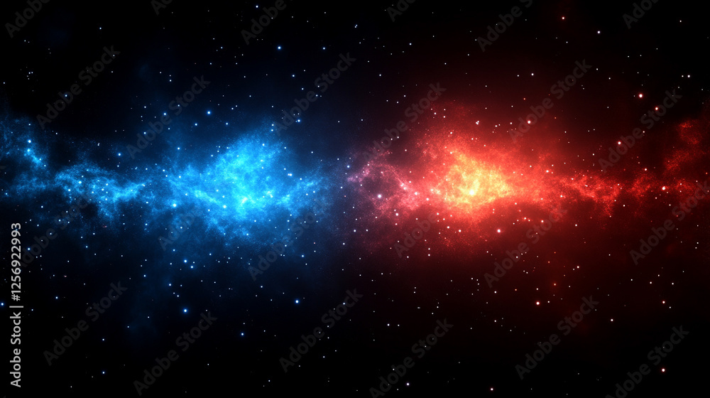 Naklejka premium cyberpunk neon gaming background in red and blue hues, symbolizing technology, chaos, and modern digital themes with blurred dynamic lines and space for captioning