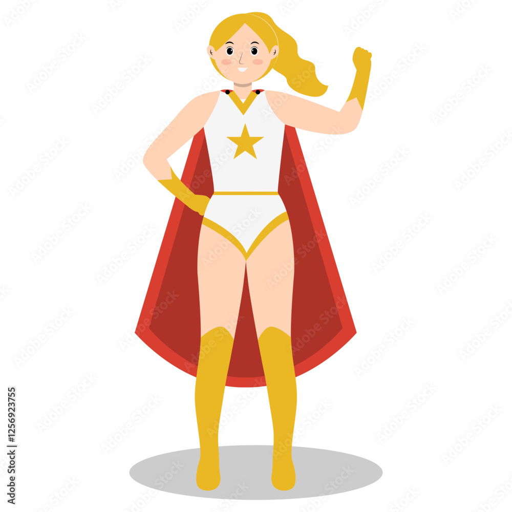 Women Superhero Character. Isolated on White Background. Flat Vector Illustration. Women Superhero Character. Isolated on White Background. Flat Vector Illustration.