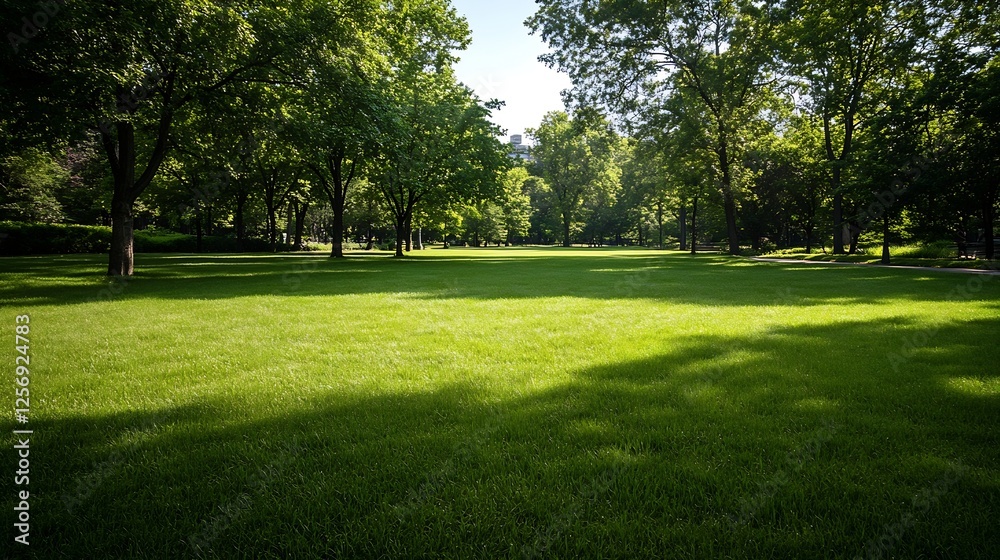 Lush Green Park Under Bright Sunshine with Tall Trees and Vibrant Grass : Generative AI Lush Green Park Under Bright Sunshine with Tall Trees and Vibrant Grass : Generative AI