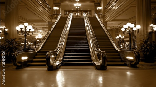 Elegant Escalators in Grand Lobby