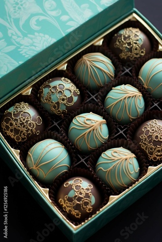 Delicious Chocolate Truffles in Teal Box 