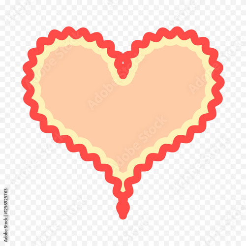 Doodle hand drawn heart drawing on white background