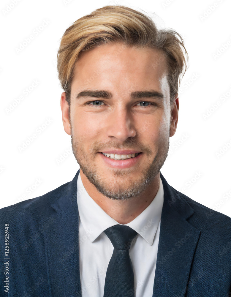 Portrait of only one Man. White Background. Portrait of only one Man. White Background.