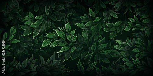 green aesthetic background with leaves in the dark 