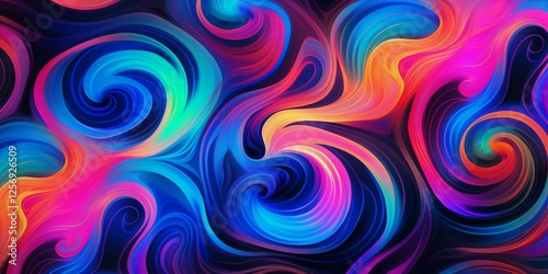 Holographic background seamless pattern with colorful abstract swirls, y2k aesthetic 
