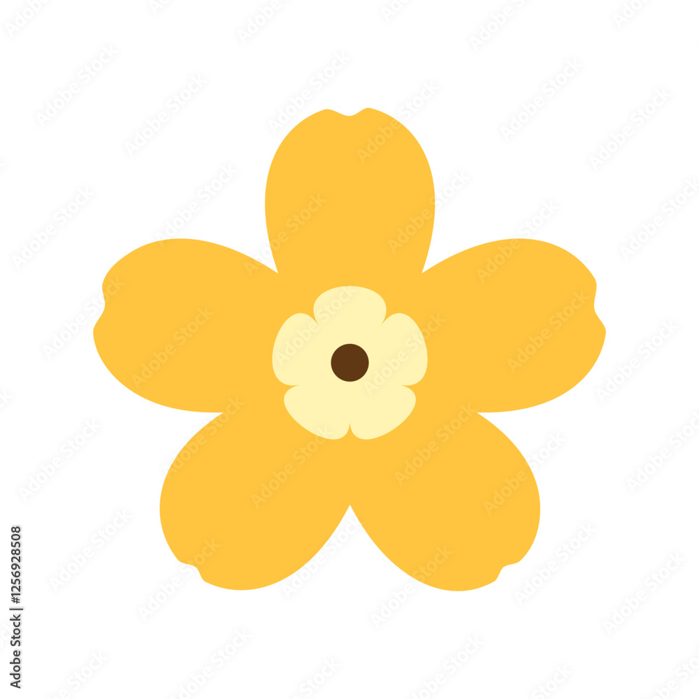 Flat geometric primrose flower, botanical decoration, spring and summer, modern stylized vector floral illustration Flat geometric primrose flower, botanical decoration, spring and summer, modern stylized vector floral illustration
