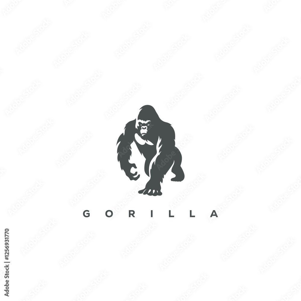 Fototapeta premium gorilla silhouette logo vector illustration design