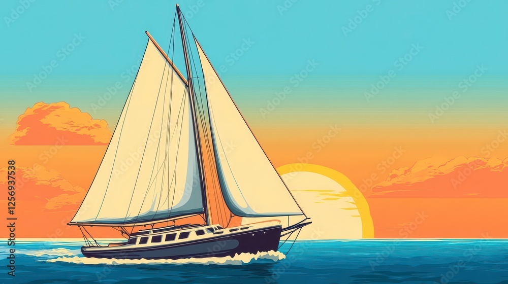 Fototapeta premium Sailboat at Sunset View