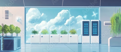 AIpowered climate control system stabilizing extreme weather, futuristic sustainability