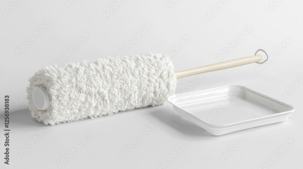 Obraz premium White Cleaning Cloth with Tray on White Background