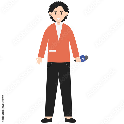 Profession Journalist Illustration with Flat Design. Isolated Vector Character.