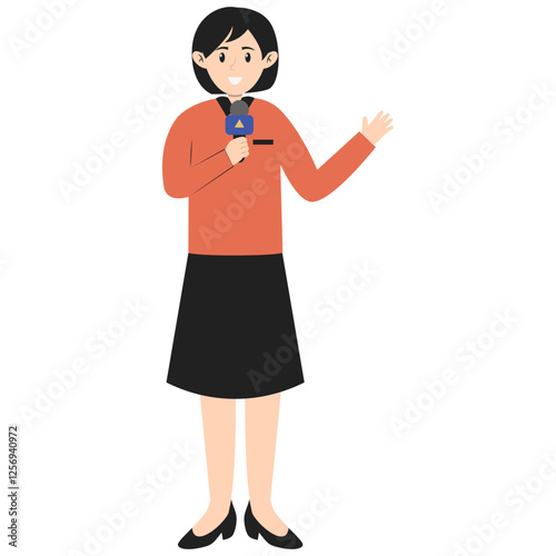 Profession Journalist Illustration with Flat Design. Isolated Vector Character.