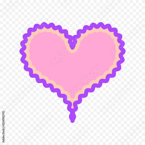 Doodle hand drawn heart drawing on white background