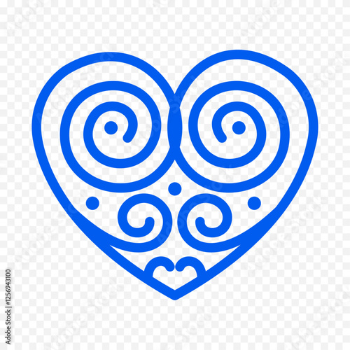 Doodle hand drawn heart drawing on white background