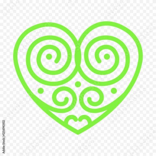 Doodle hand drawn heart drawing on white background