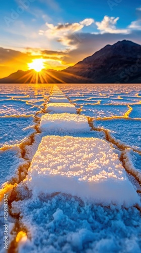 Salt Flats Sunset Landscape at Death Valley National Park