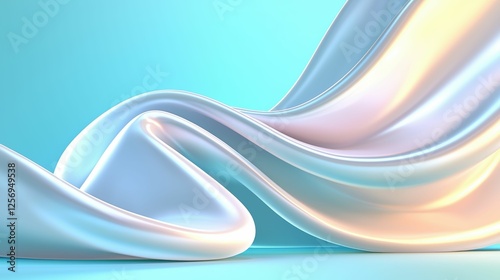 Abstract Fabric Wave with Gradient Colors on Light Blue