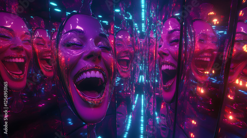 Funhouse Mirror Maze Reflecting Distorted Images