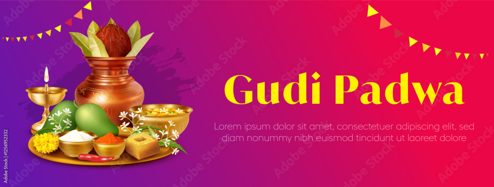 Fototapeta premium Gudi Padwa Festival - Traditional Marathi New Year Celebration with Culture, Prosperity & Heritage