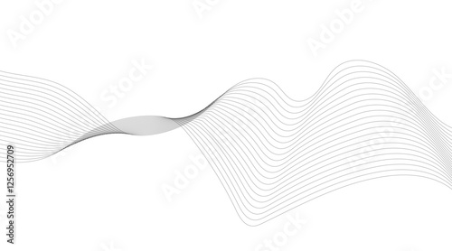 Gray wave curve lines abstract background with flowing particles. Modern backdrop design for business, presentation, banner.