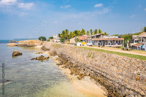 A Galle fort embankment on Sri Lanka island