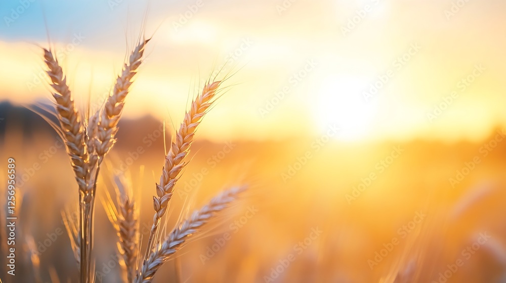 Golden Wheat Field Illuminated by Warm Sunrise Creating a Stunning Landscape : Generative AI Golden Wheat Field Illuminated by Warm Sunrise Creating a Stunning Landscape : Generative AI