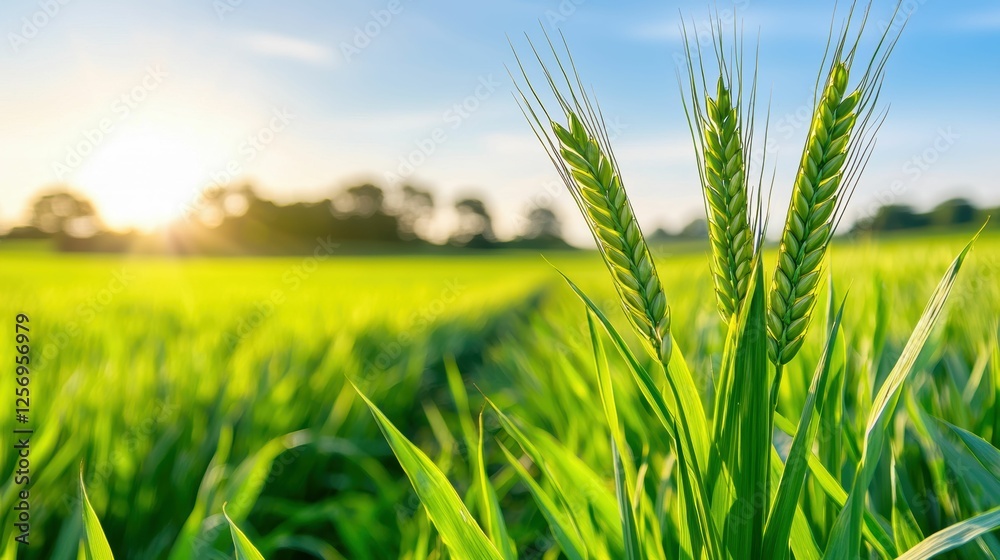 Obraz premium Golden Wheat Field at Sunset